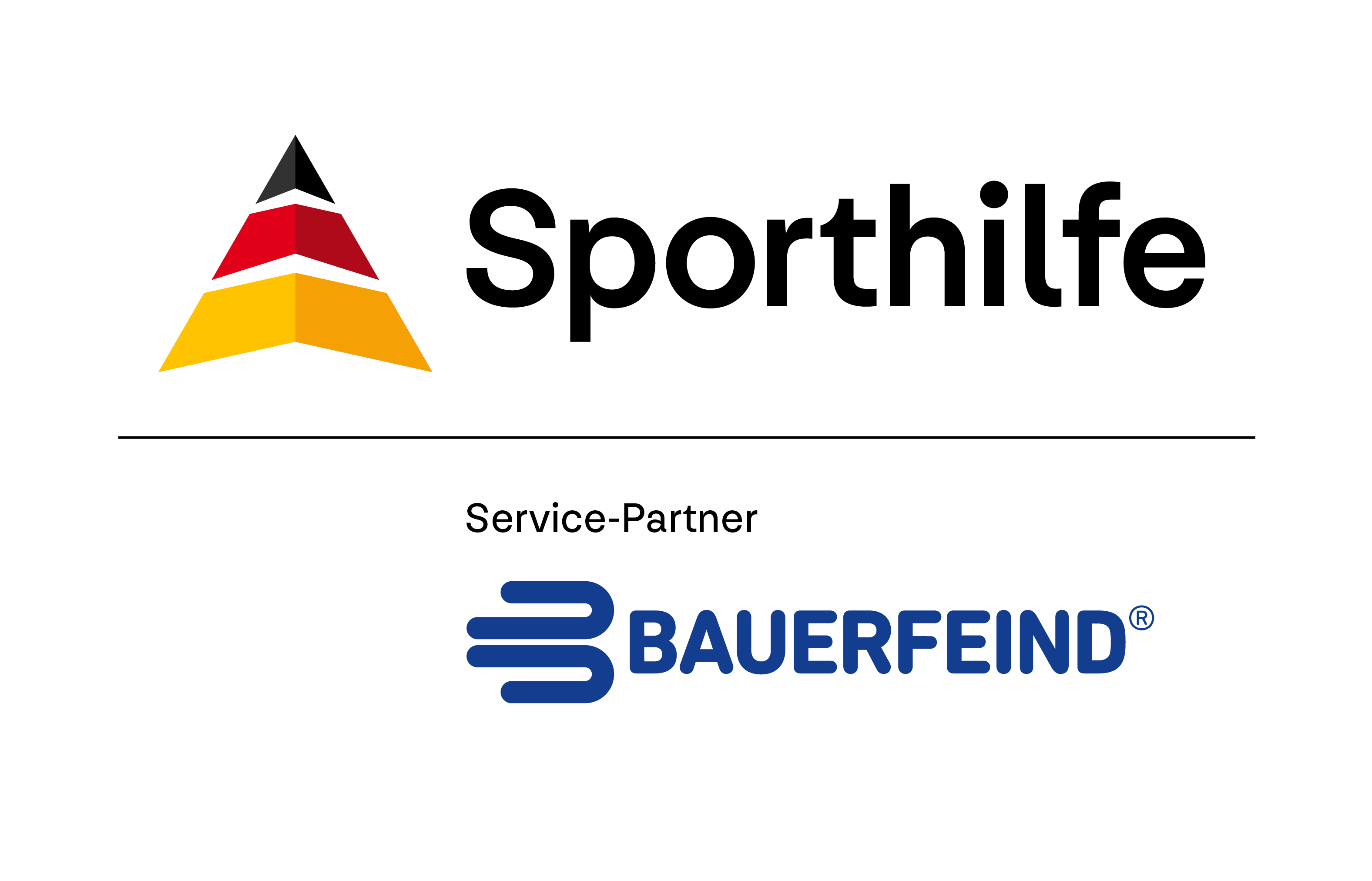 Bauerfeind e Deutsche Sportilfe: forti partner per i migliori sport Logo verticale della partnership sportiva tra Bauerfeind e Deutsche Spenthilfe