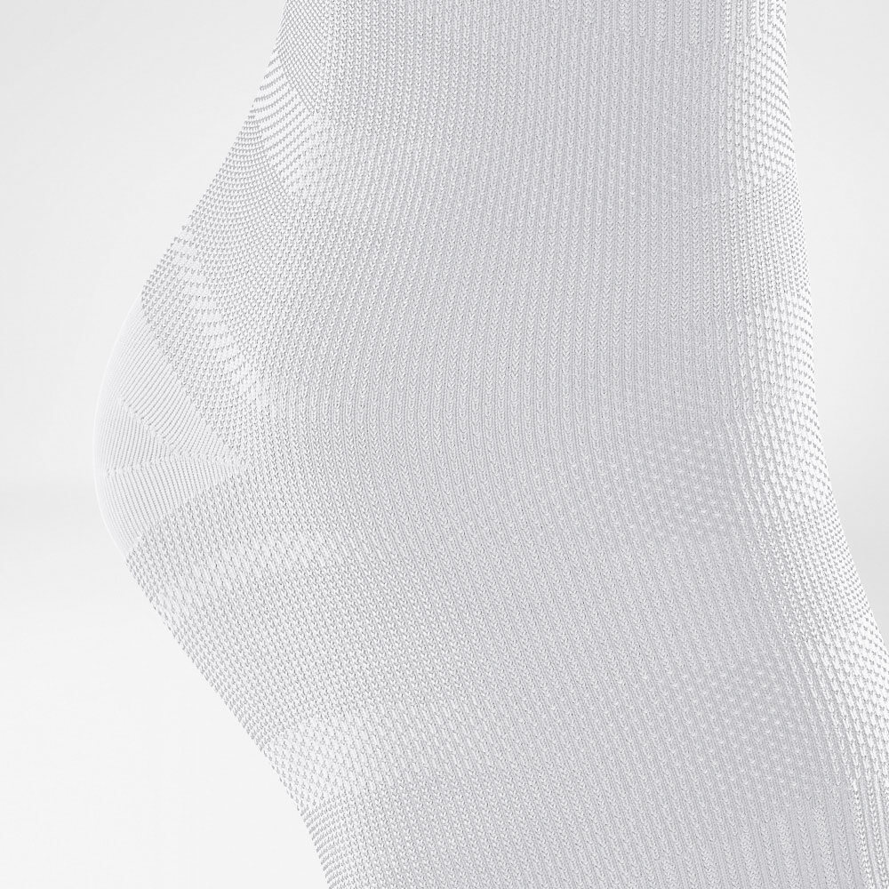 Caviera Leeve White Detail Knit Vista dettagliata del corso a maglia di White Sports Leeva per la caviglia